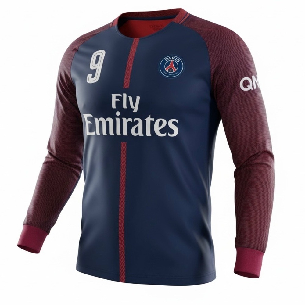 Paris Saint-Germain PSG Long‎ Sleeve Soccer Jersey Navy Burgundy Taty 9 Men M